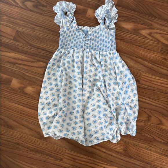 Blue and White Floral Kids Dress - Picture 1 of 3